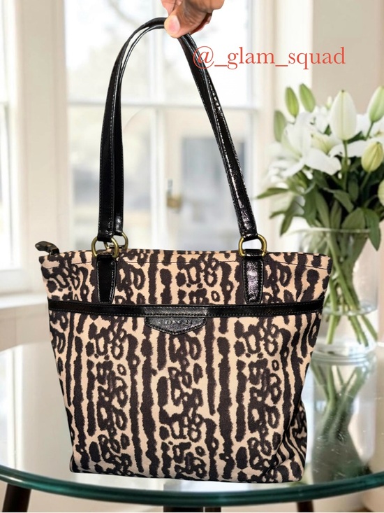 Coach Handbags - Coach Taylor 2014 Tote Bag in Leopard Ocelot Print with Black Leather Trim